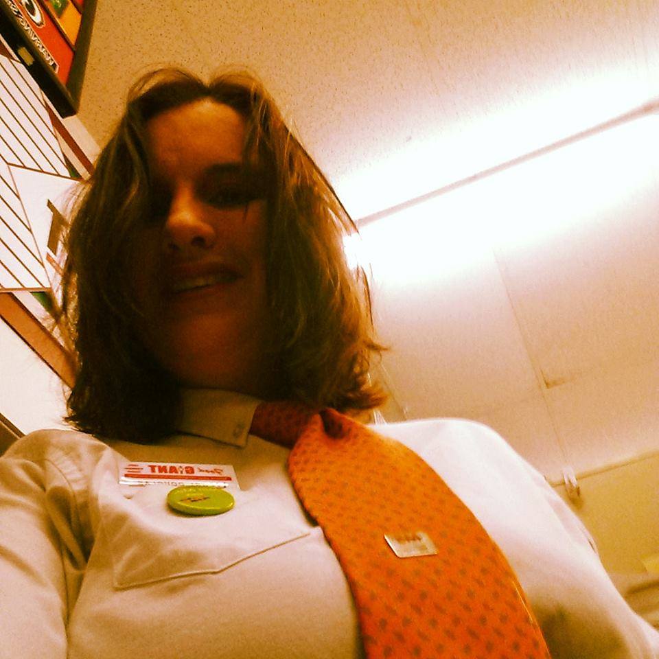 Terri wears a tie to promote MS awareness